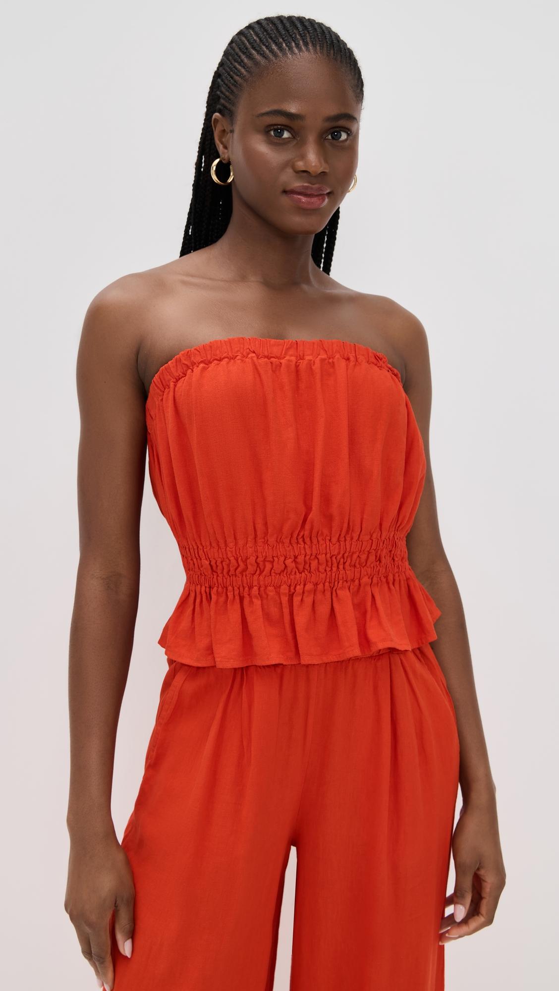 linen cropped tube top