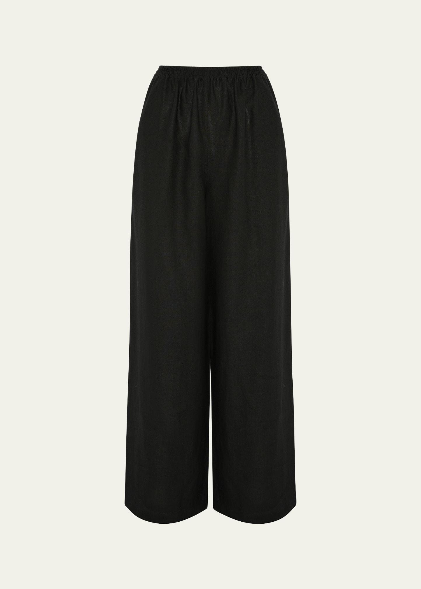 linen flared trousers