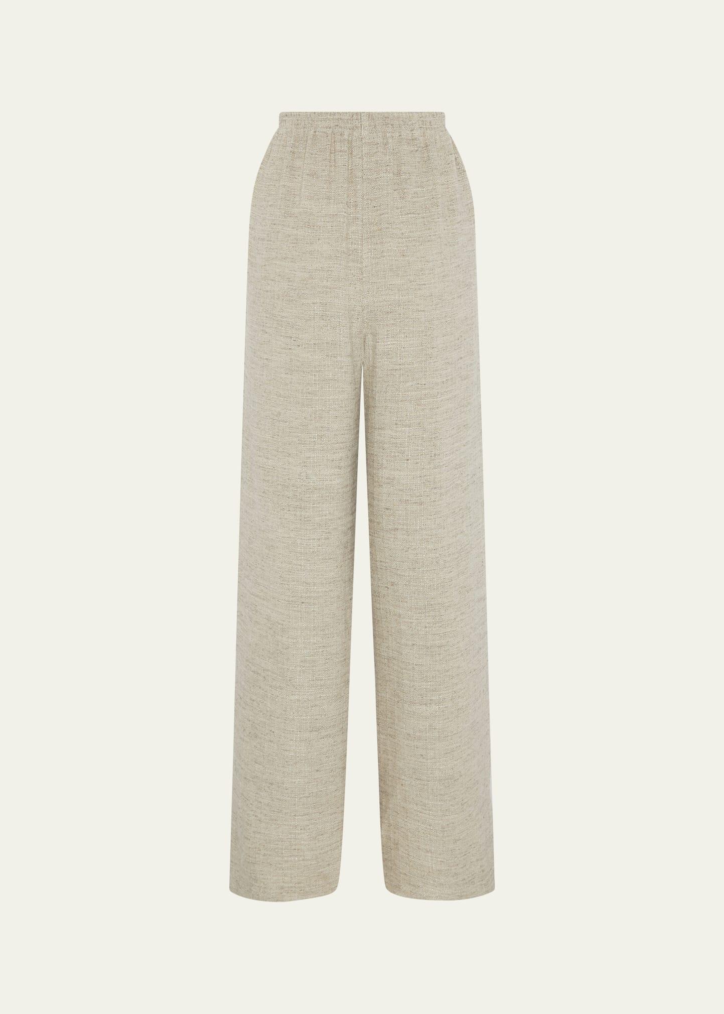 linen flared trousers