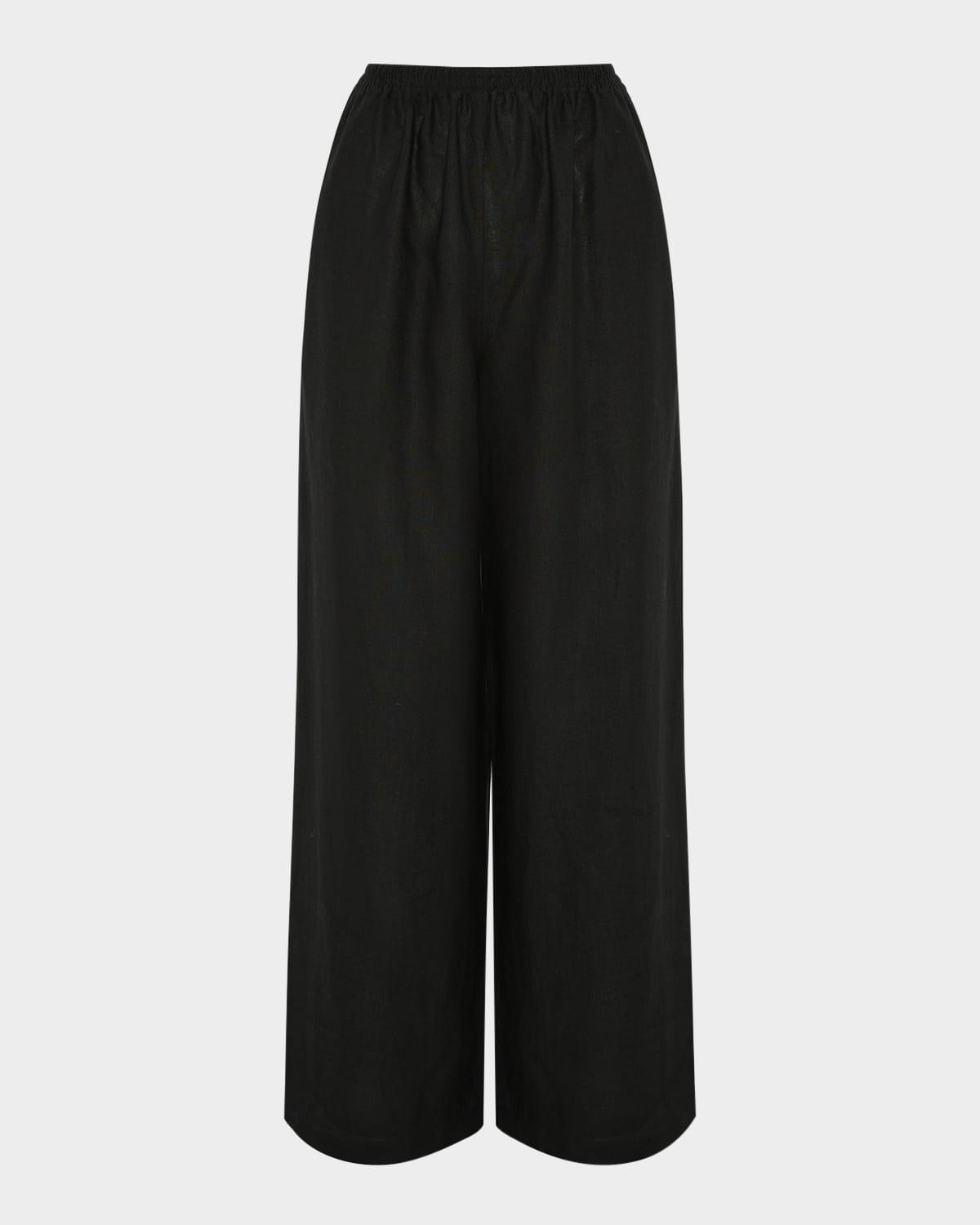 linen flared trousers