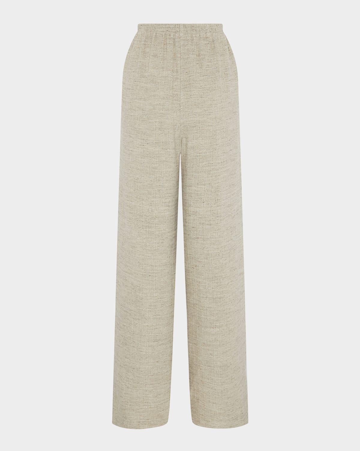 linen flared trousers