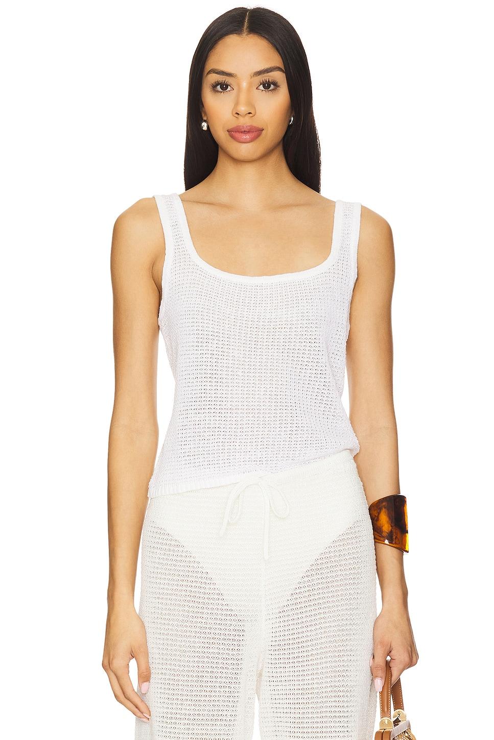 linen knit square neck tank