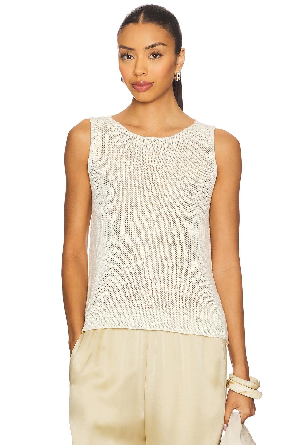 linen open knit tank top