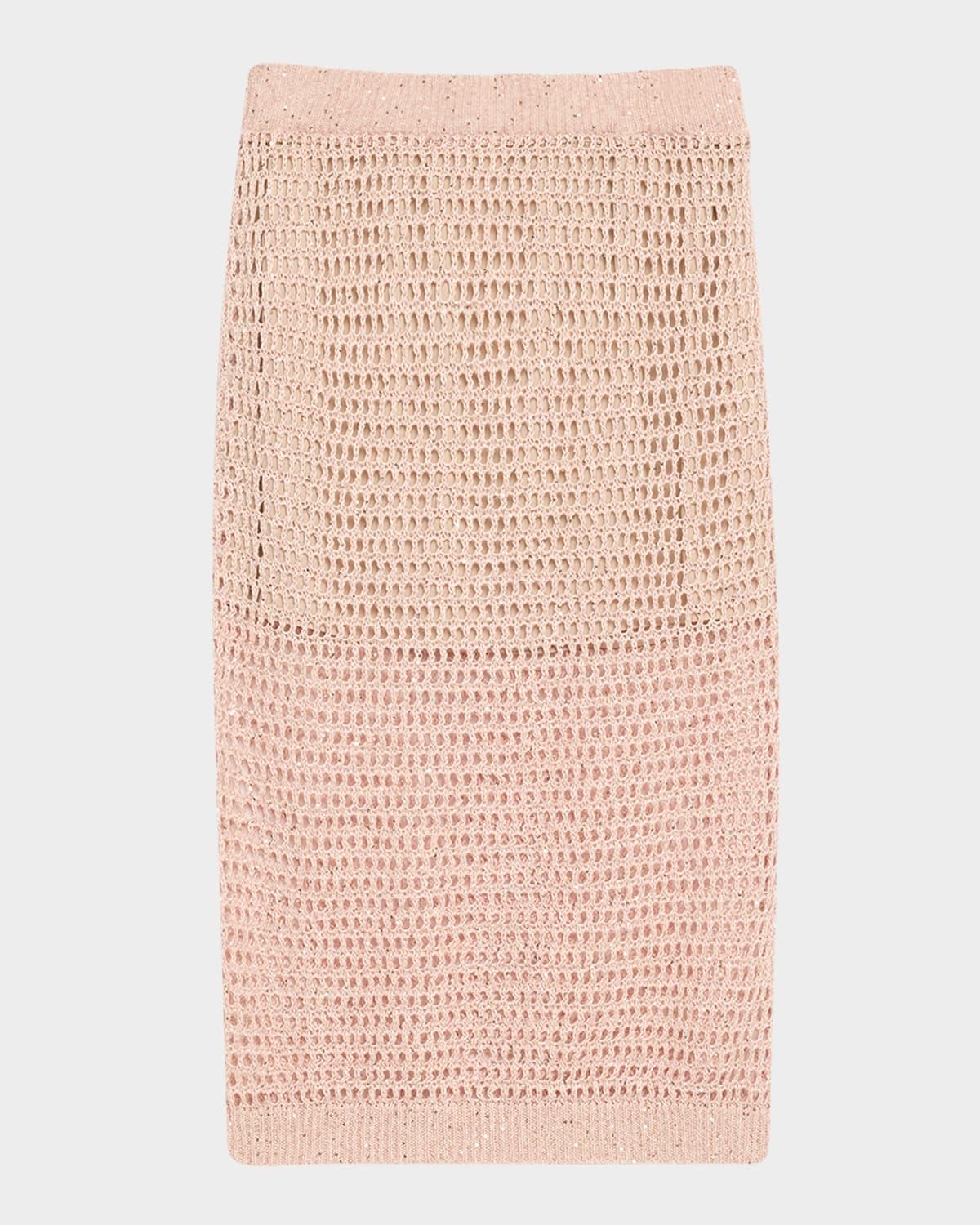 linen paillette open-knit midi skirt