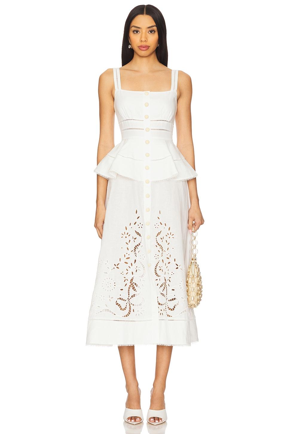 linen peplum midi dress