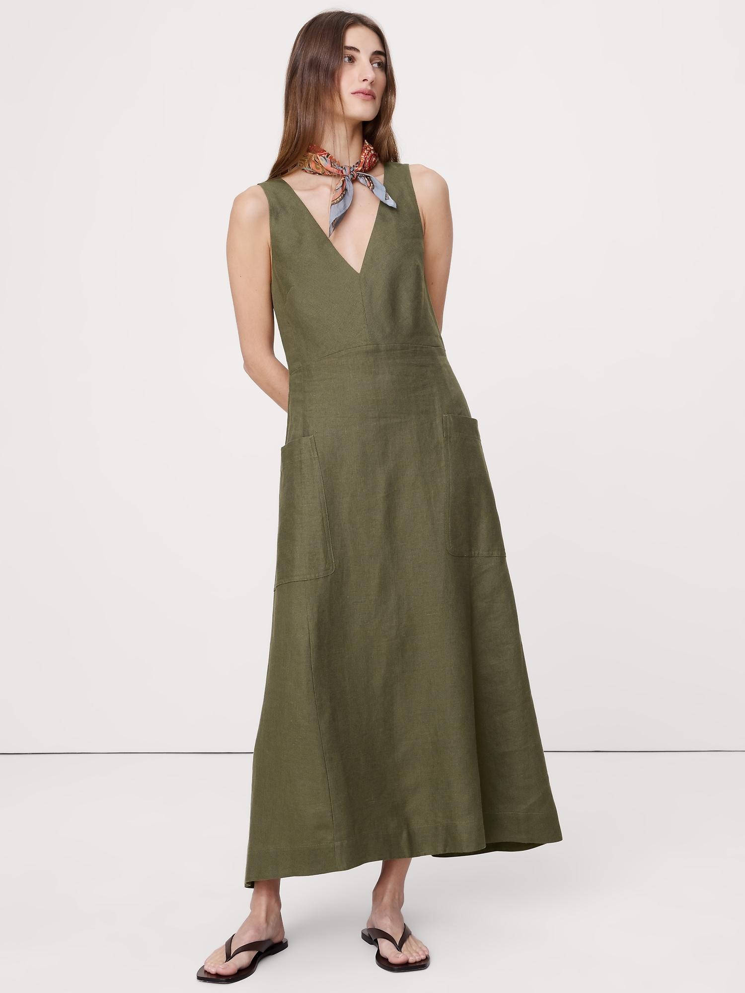 linen pocket maxi dress