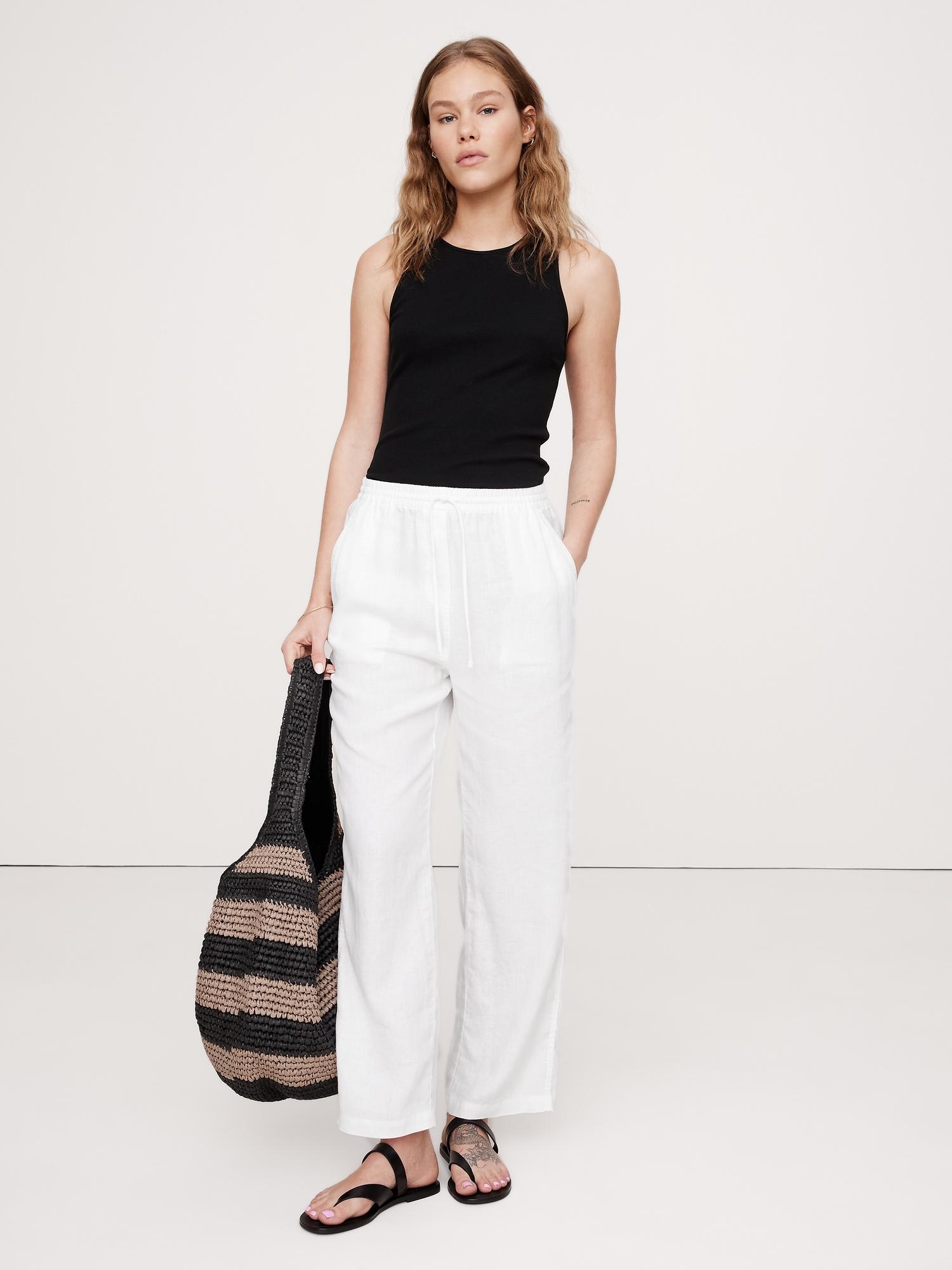linen pull-on ankle pant