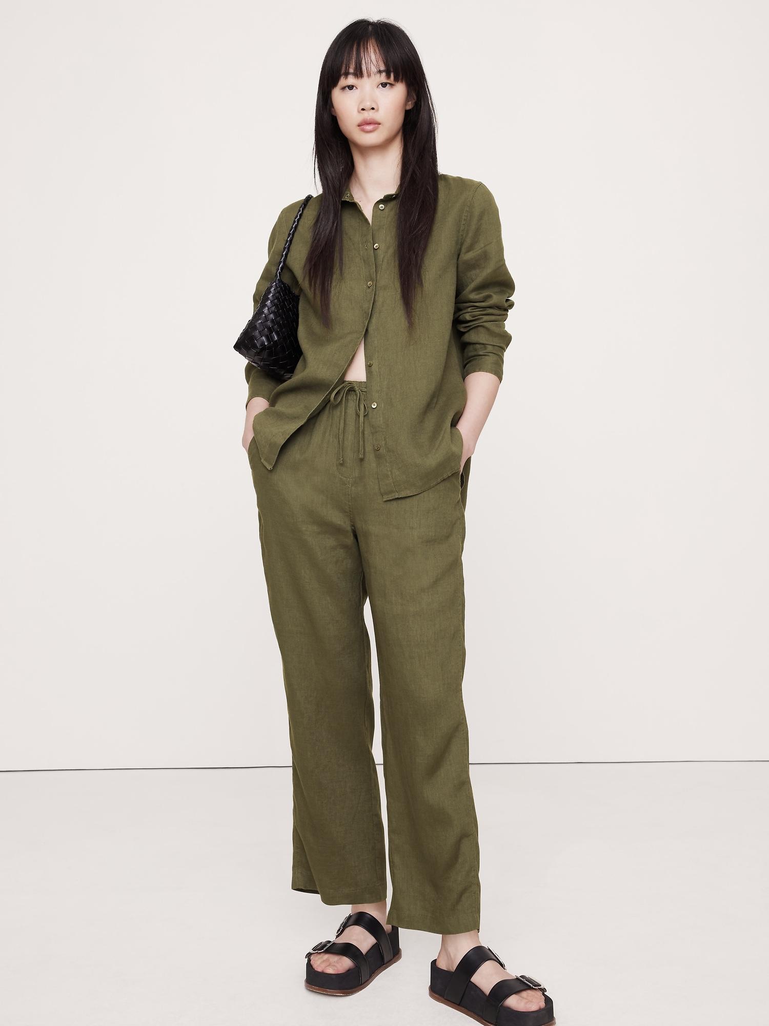 linen pull-on ankle pant