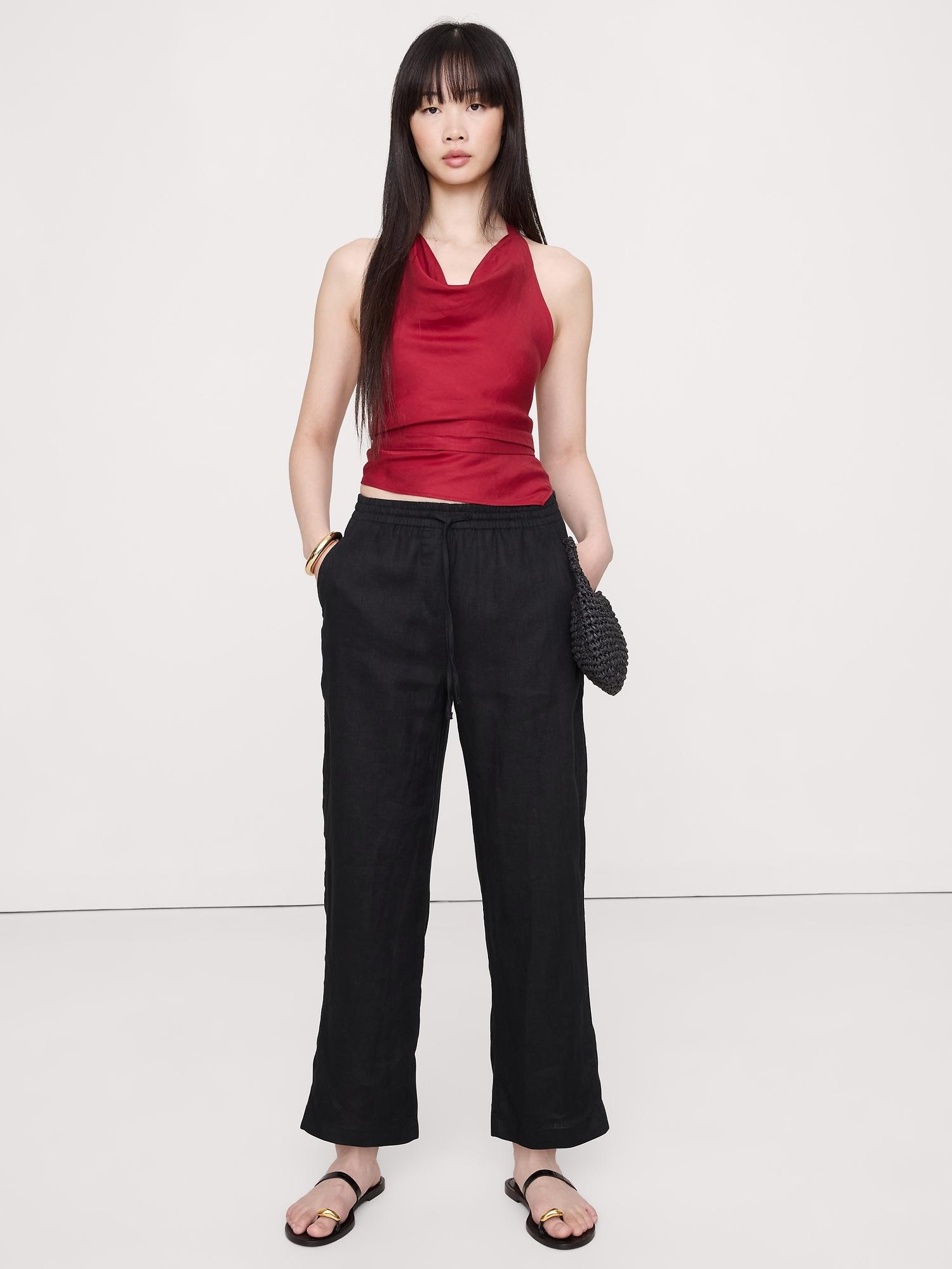 linen pull-on ankle pant