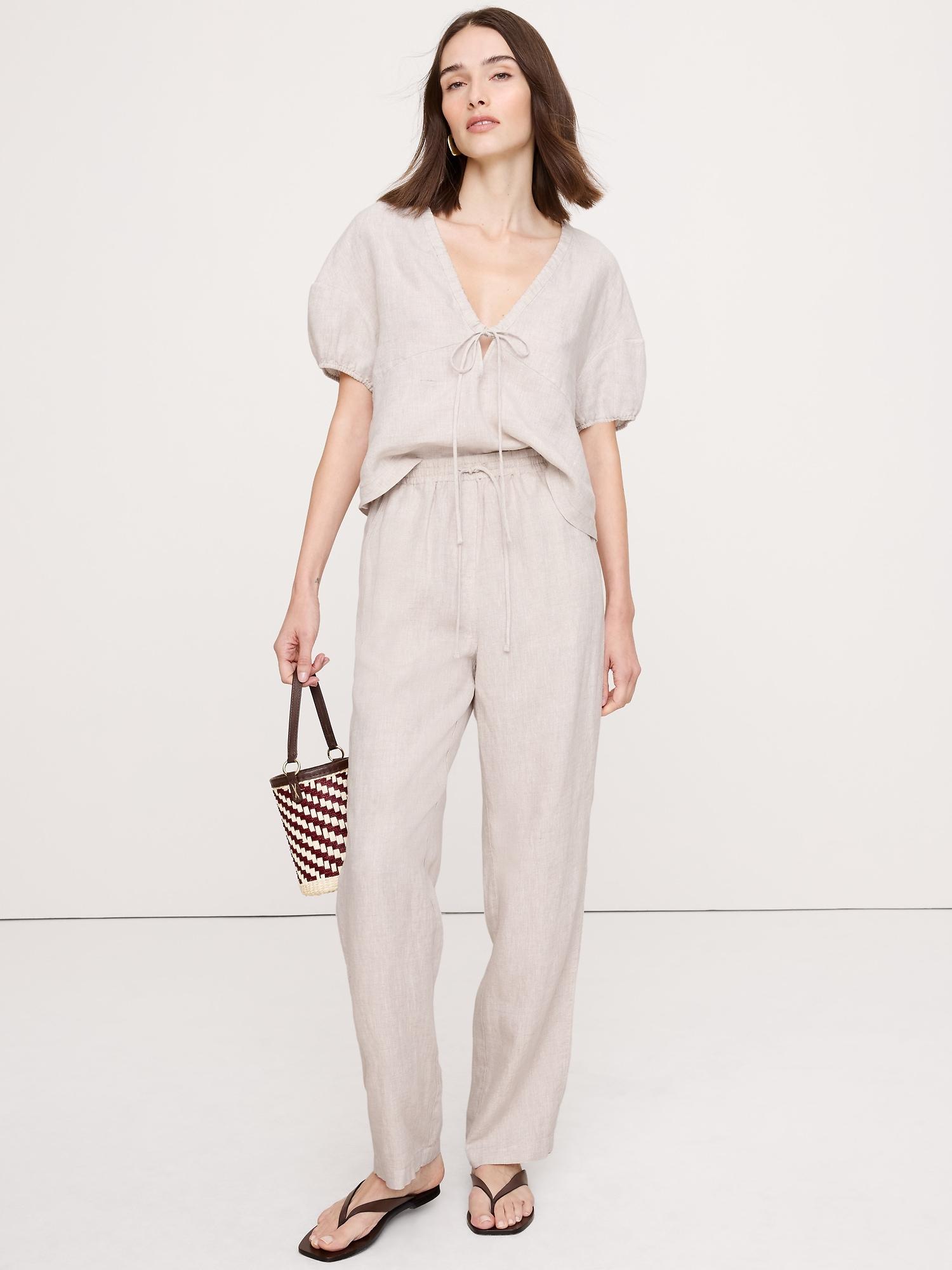 linen pull-on ankle pant