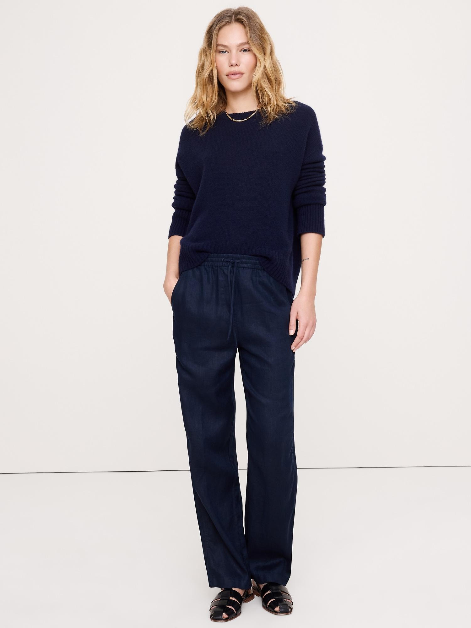 linen pull-on ankle pant
