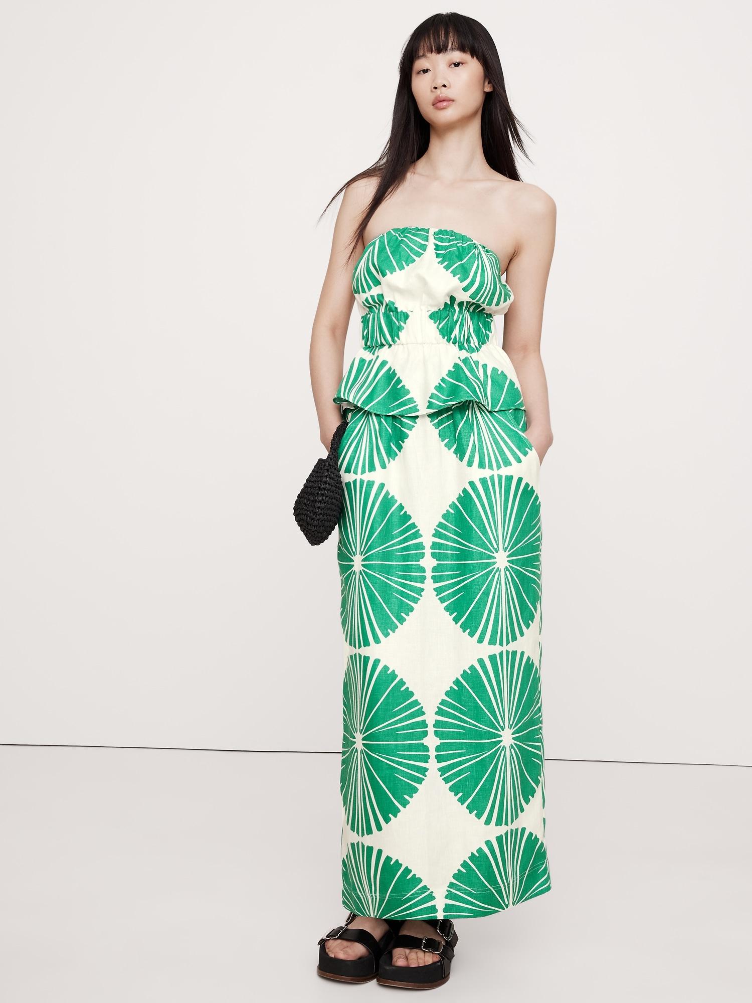 linen pull-on maxi skirt