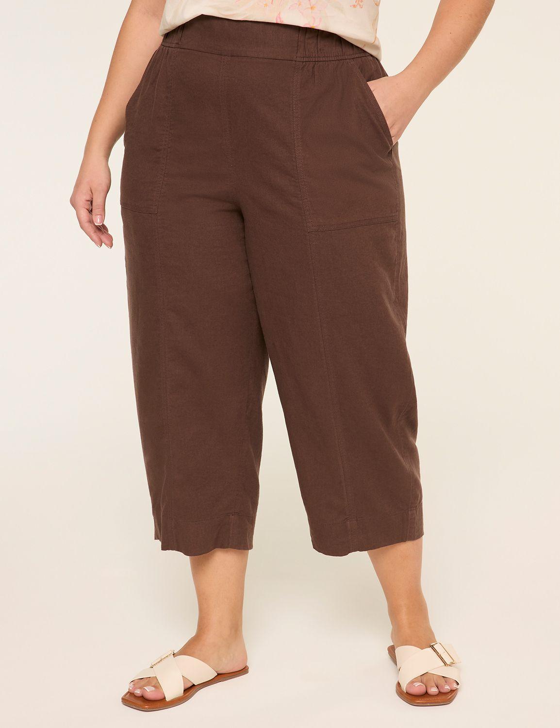 linen pull-on straight capri pant