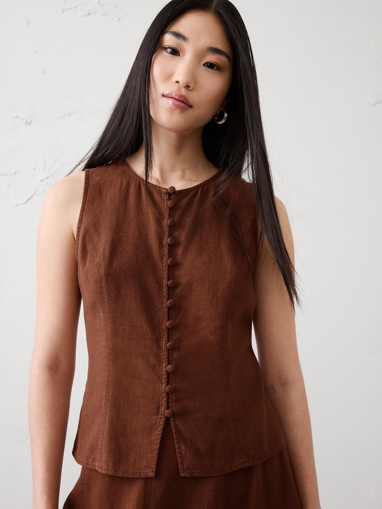 linen-rayon tie-back top