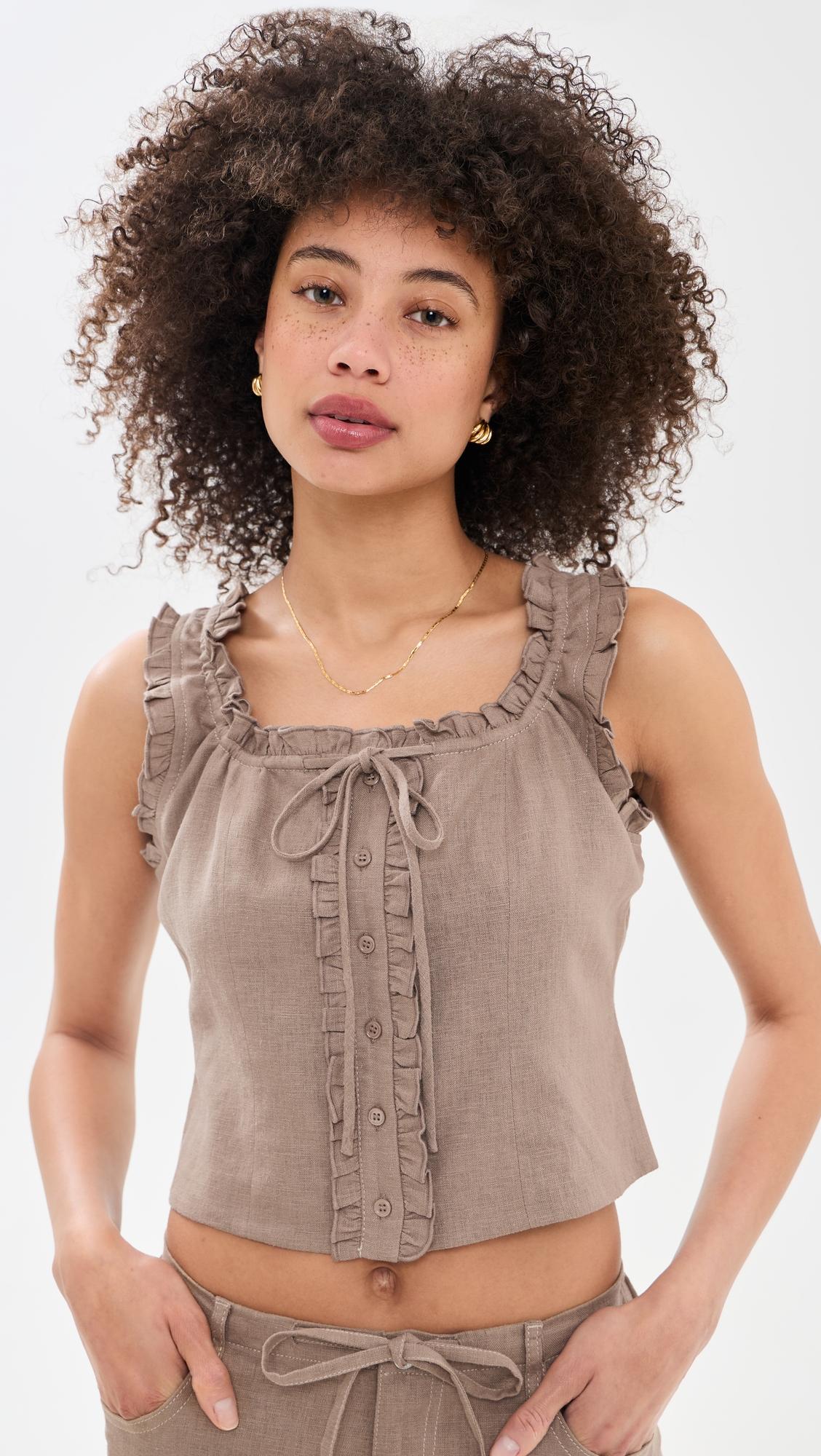 linen ruffle cami