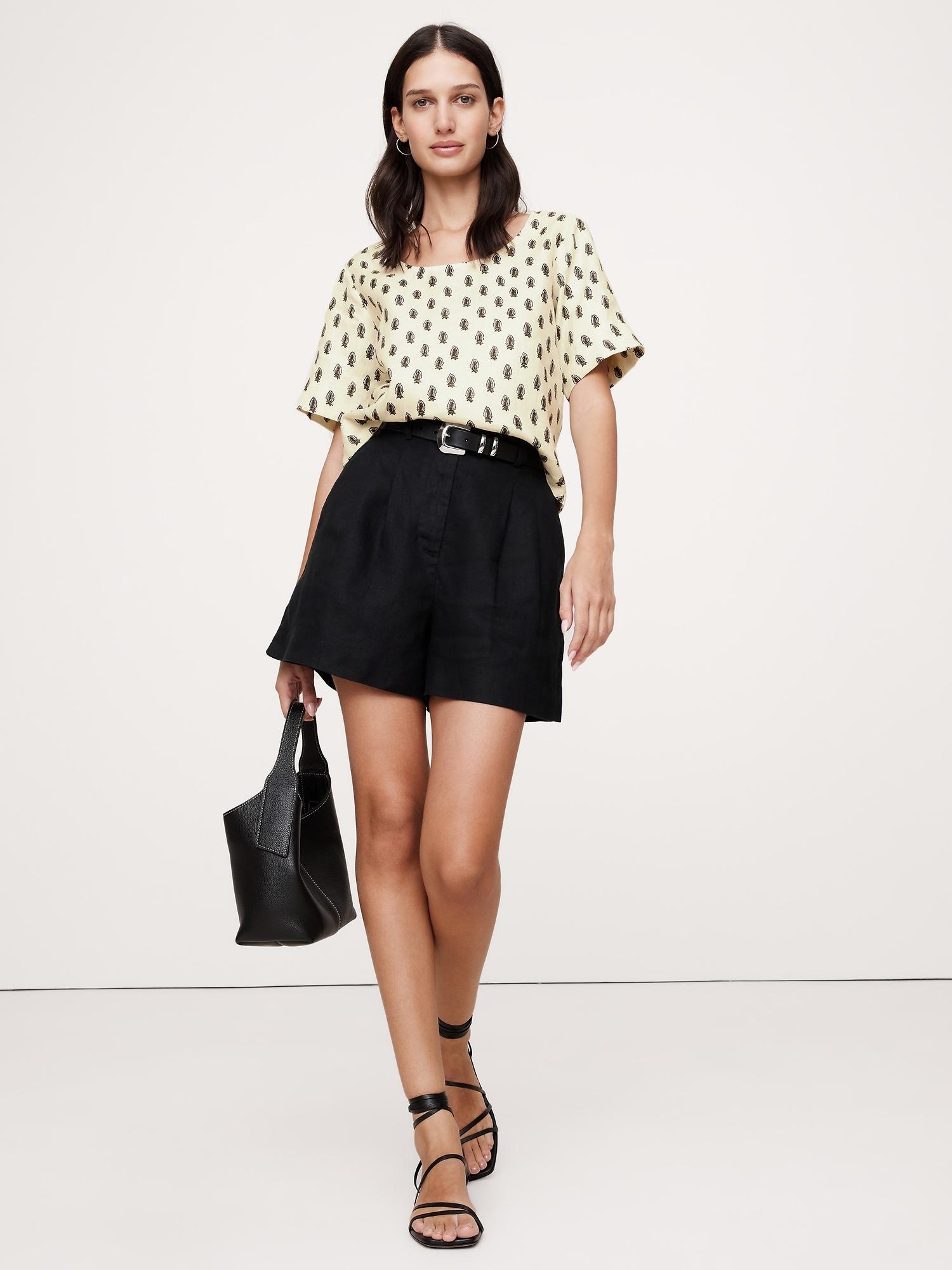 linen scoop-neck top