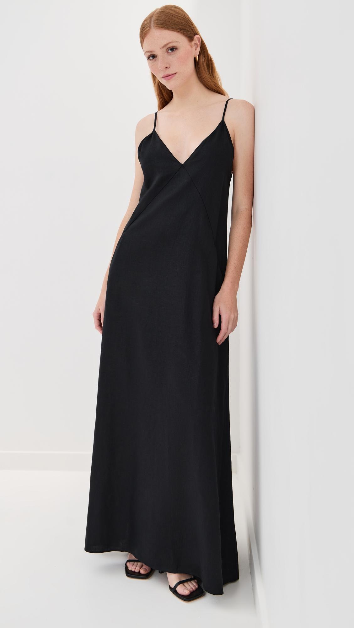 linen seamed slip dress