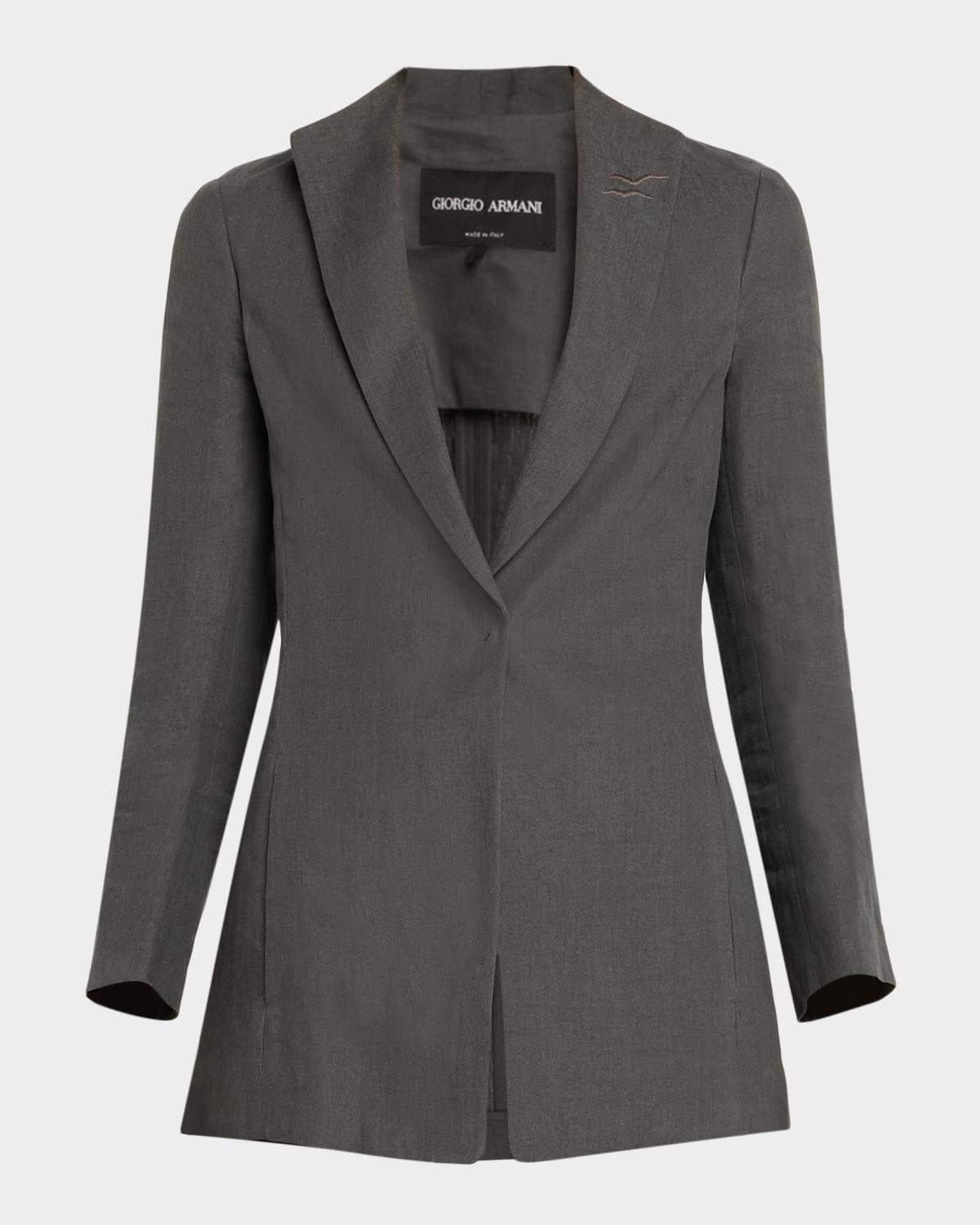 linen single-breasted blazer