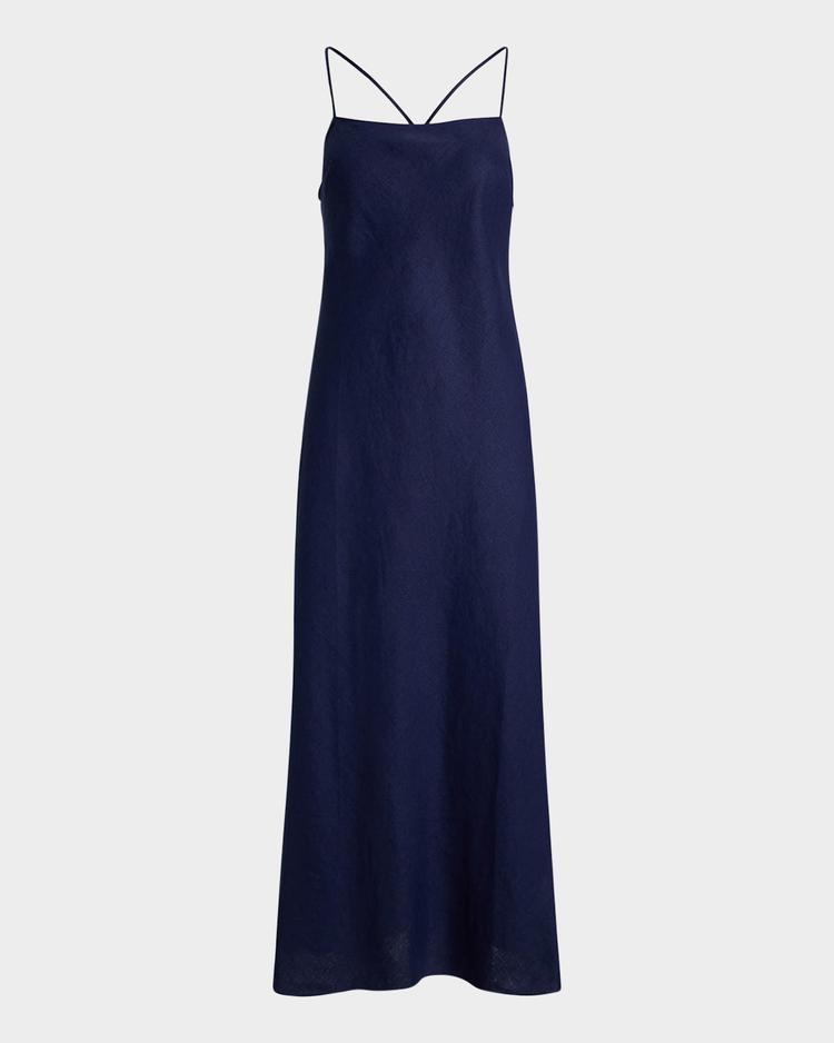 linen sleeveless a-line dress