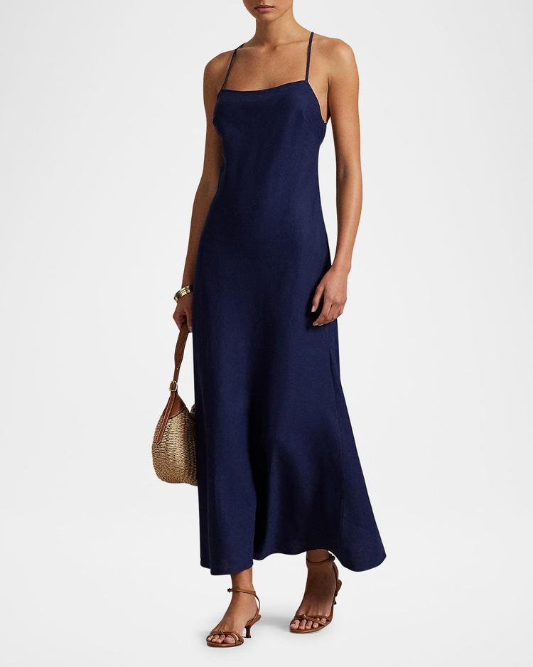 linen sleeveless a-line dress