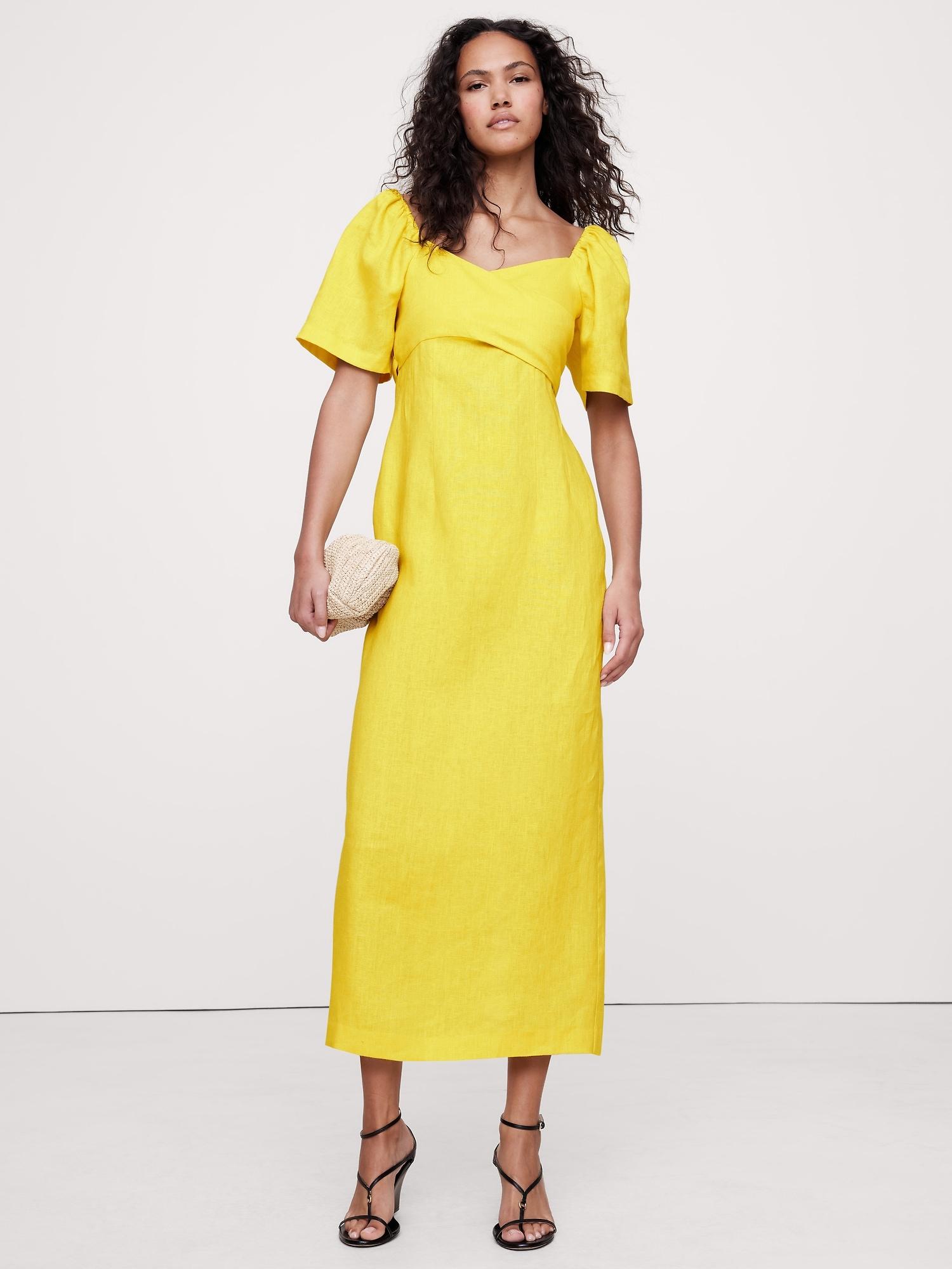 linen sweetheart long midi dress
