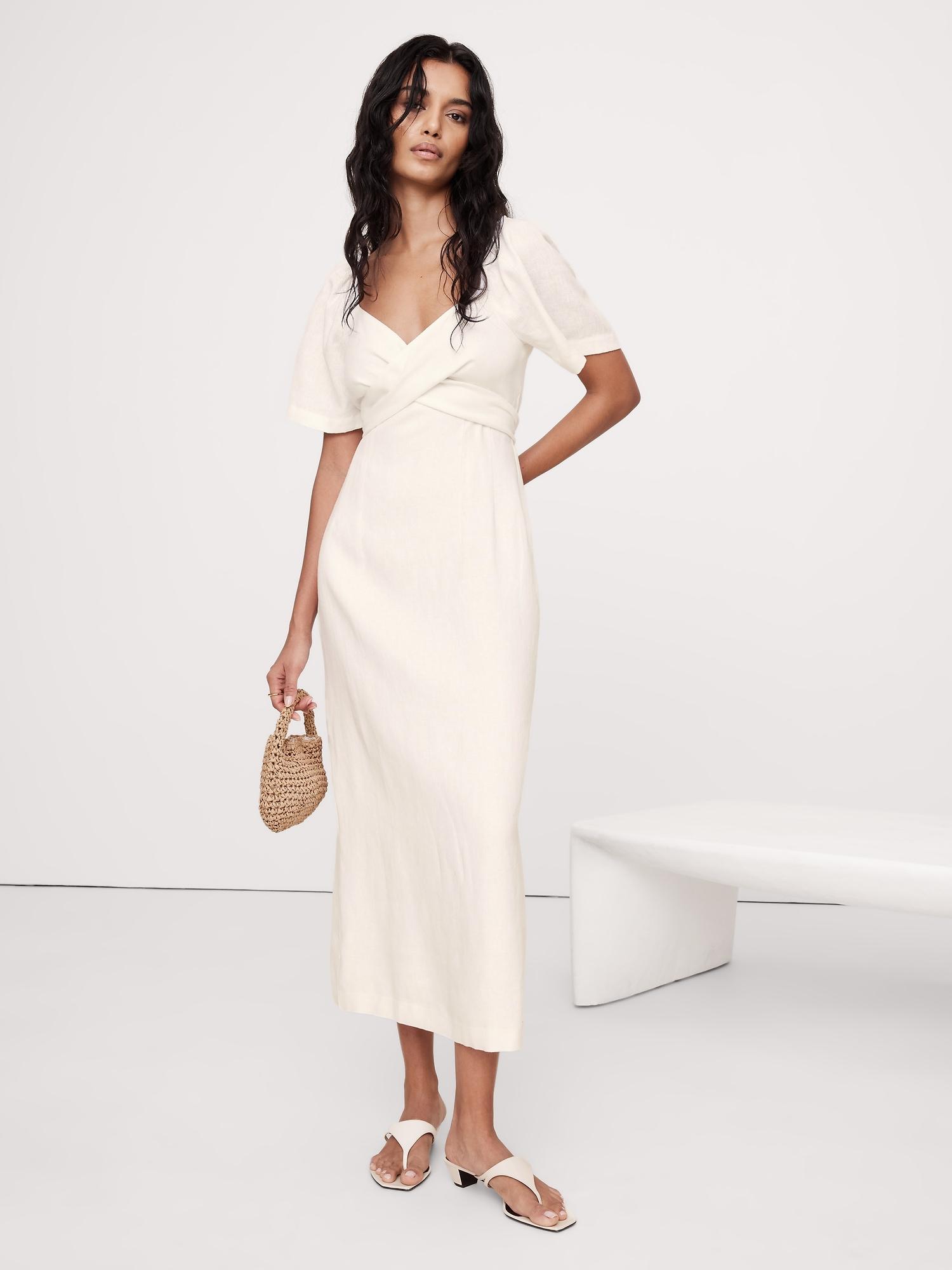 linen sweetheart long midi dress