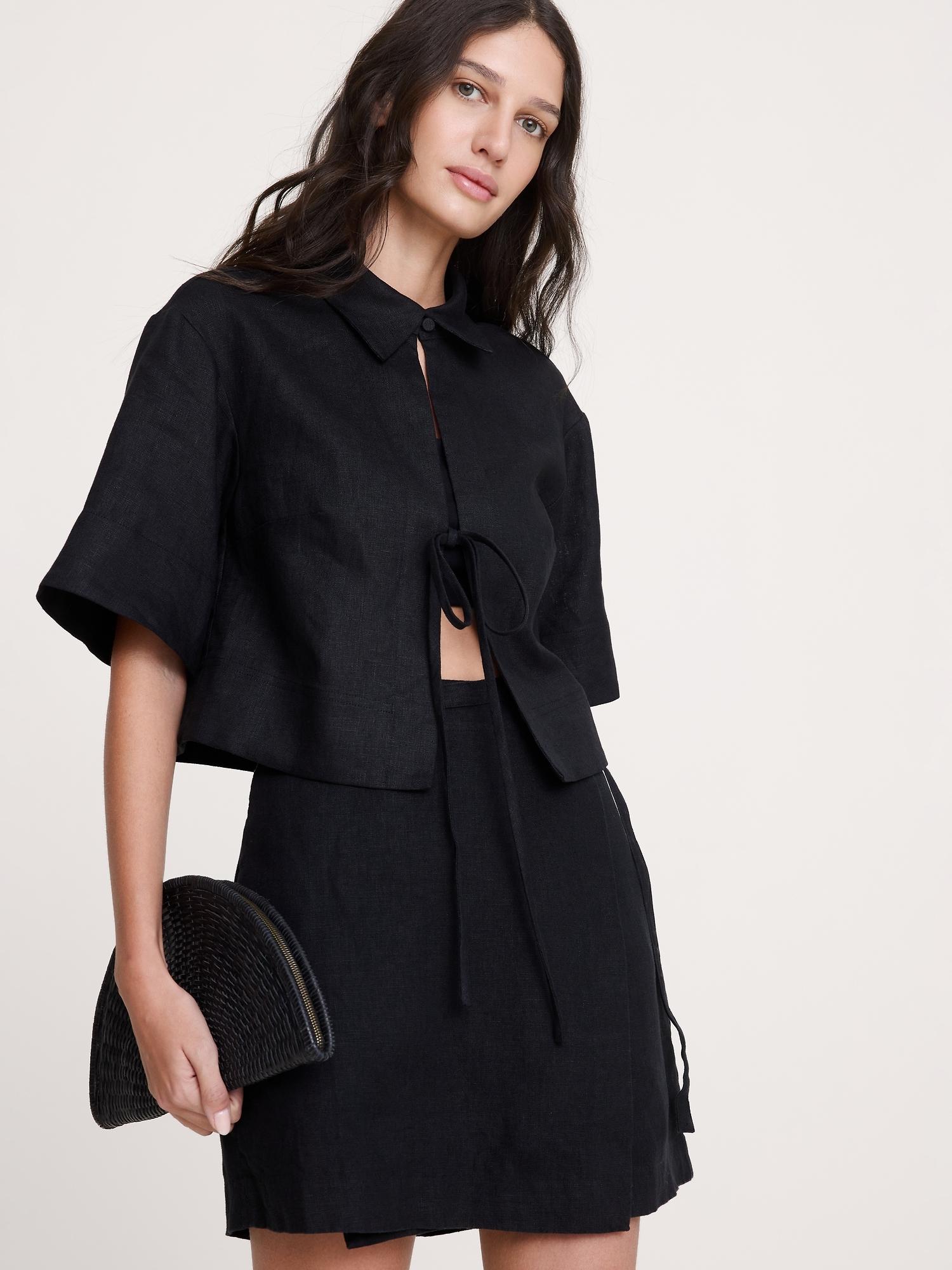 linen tie-front shirt