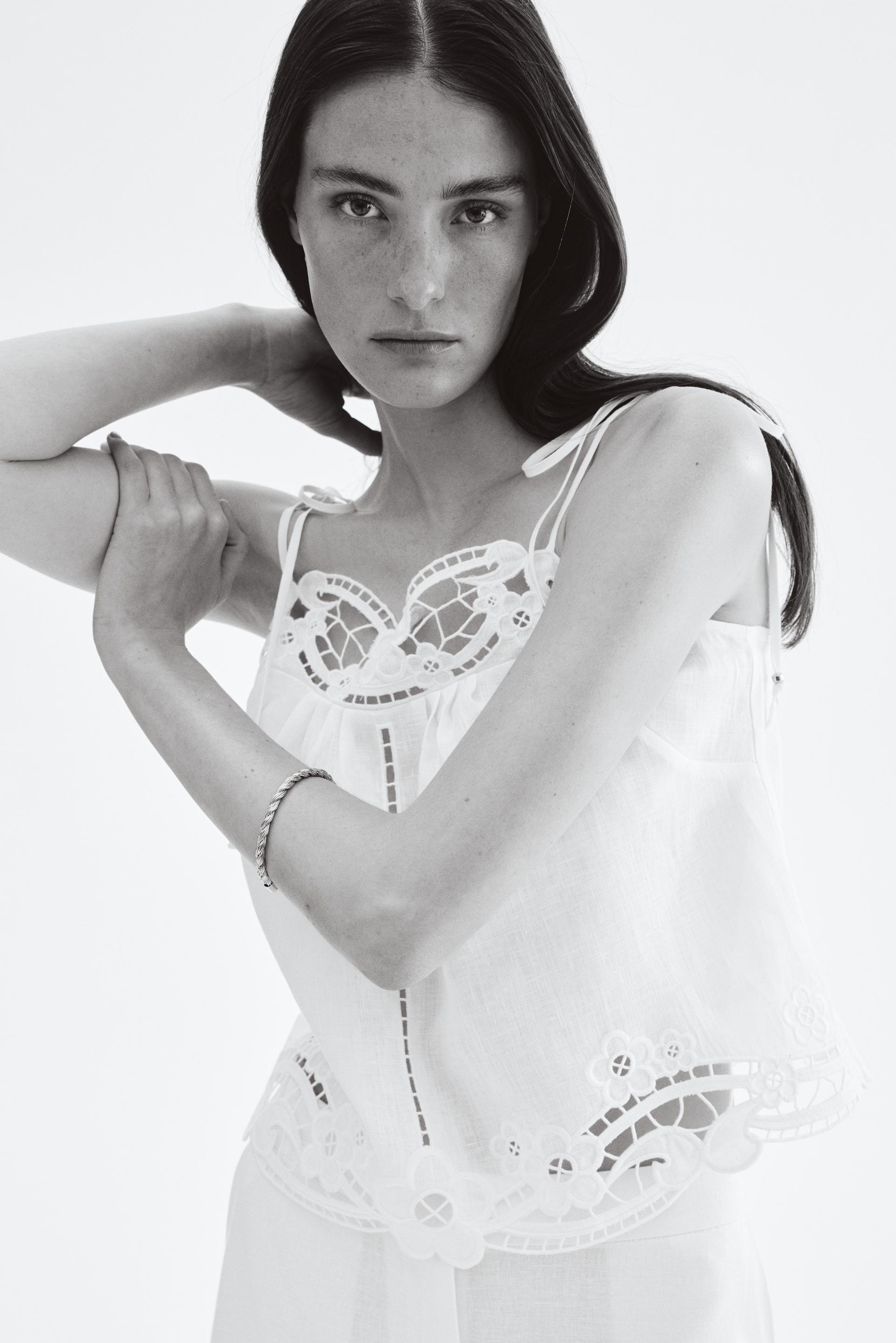 linen top with tie shoulder straps