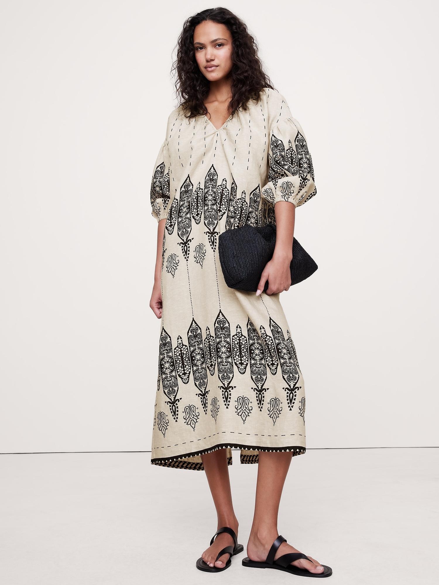 linen v-neck maxi dress
