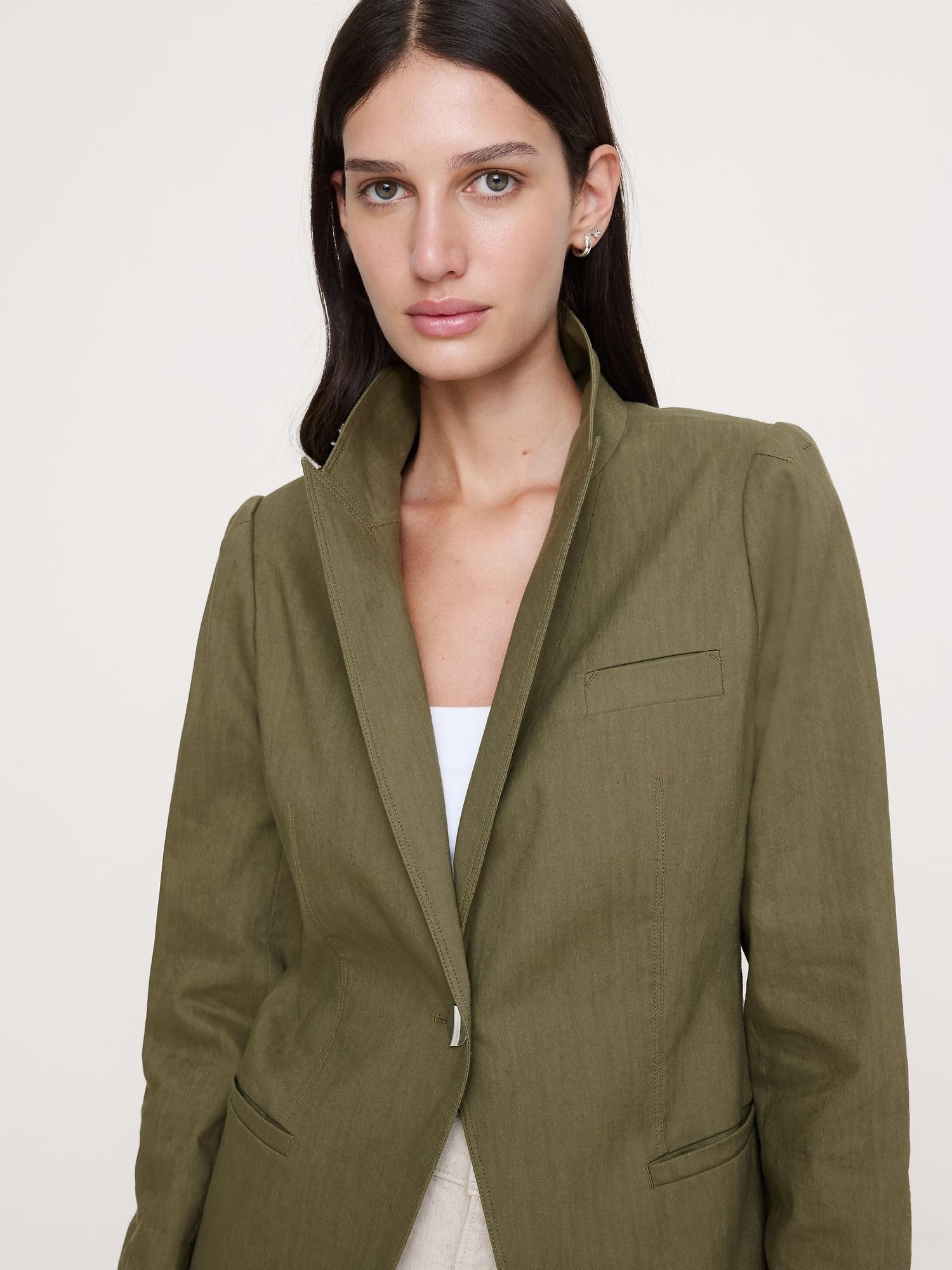 linen-viscose long blazer