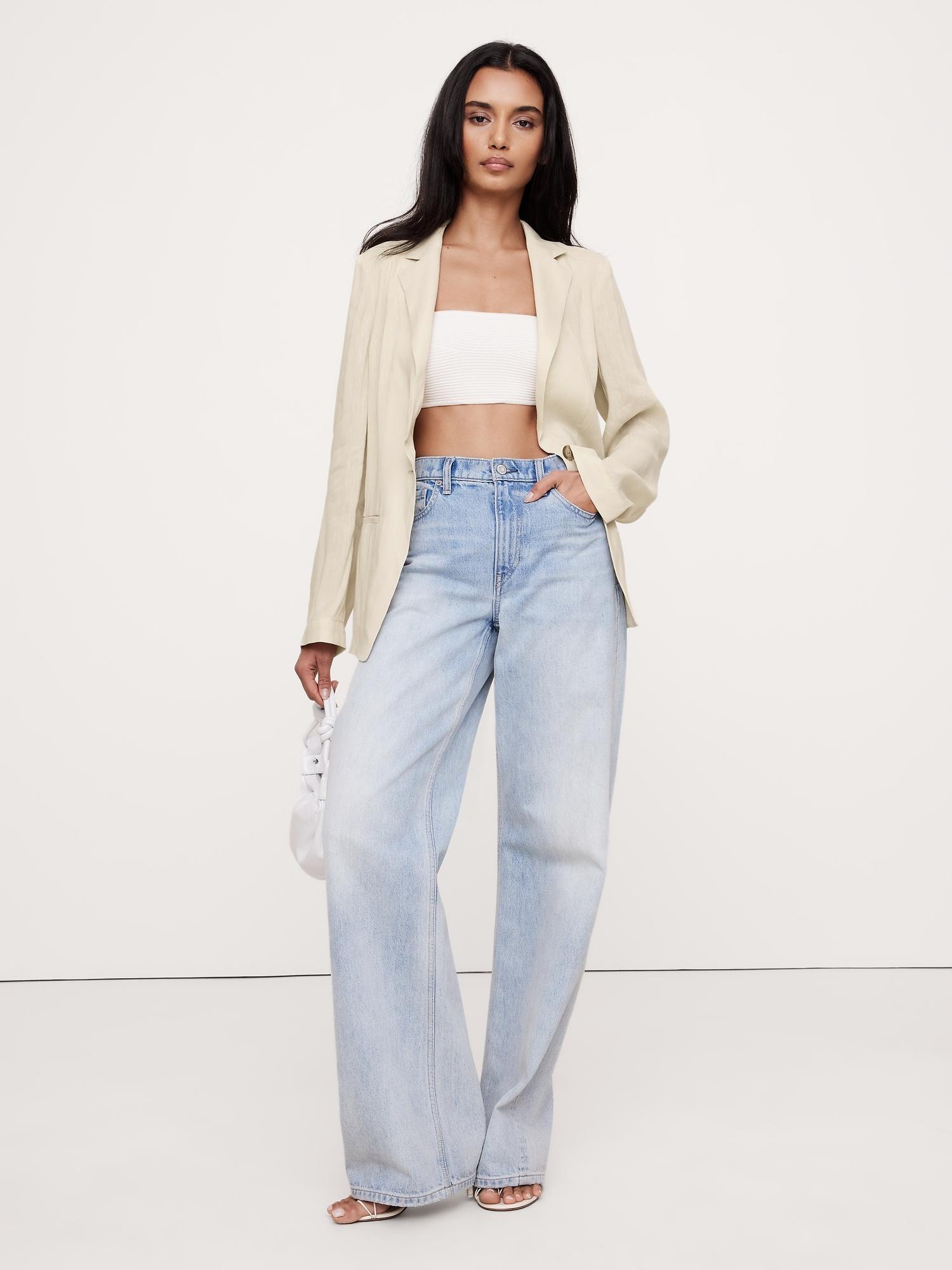 linen-viscose open-back blazer