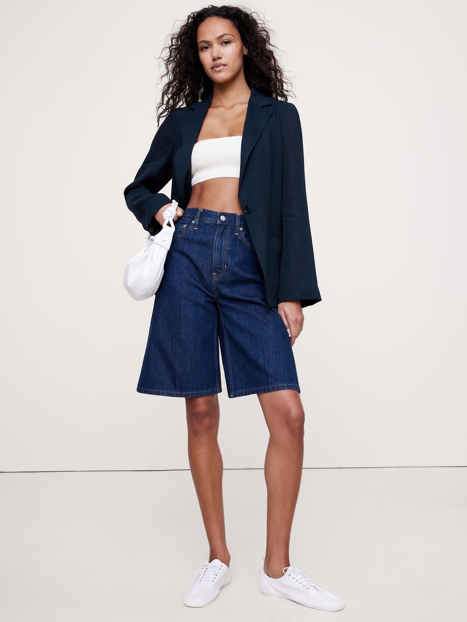 linen-viscose open-back blazer