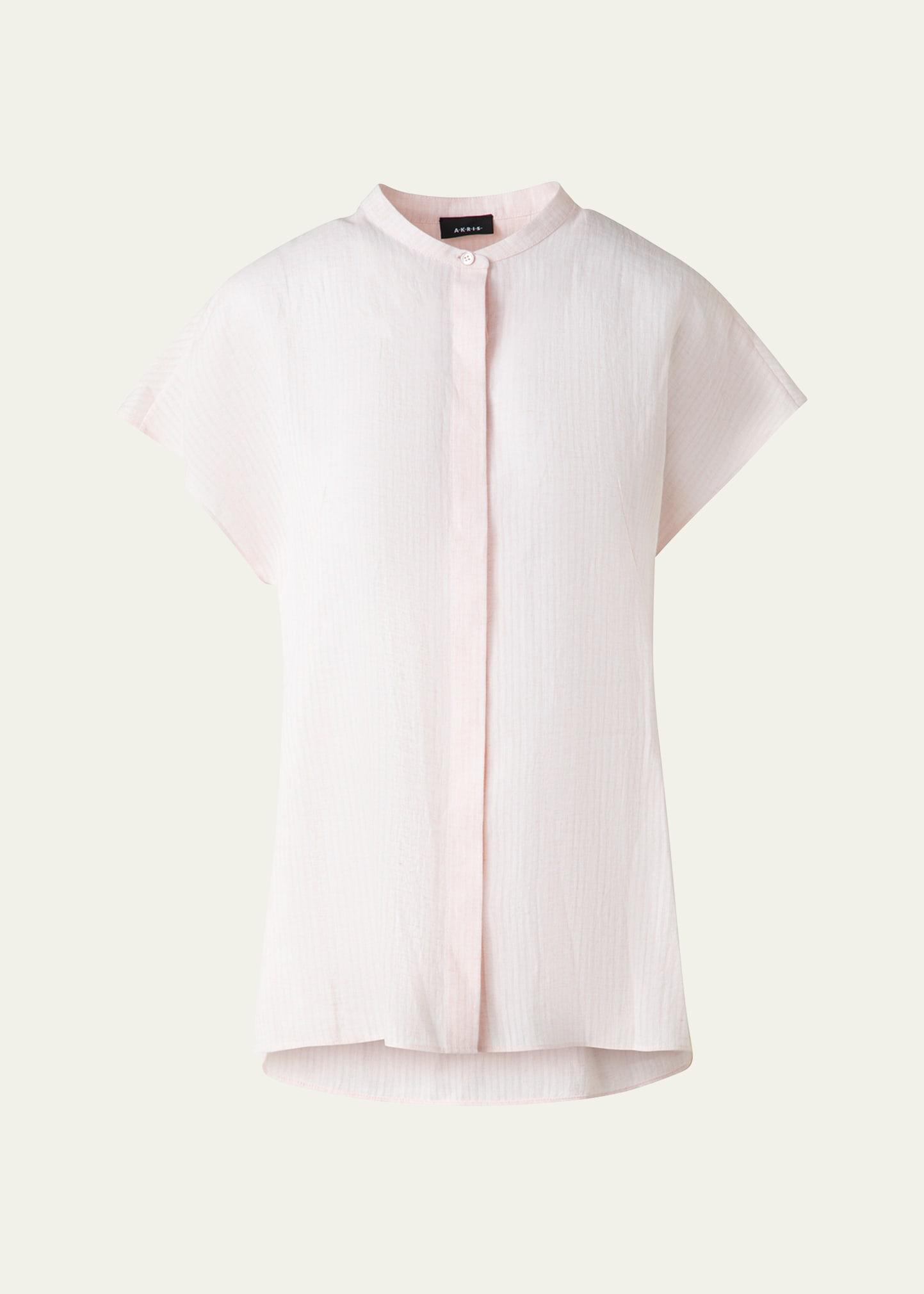 linen voile button-front blouse