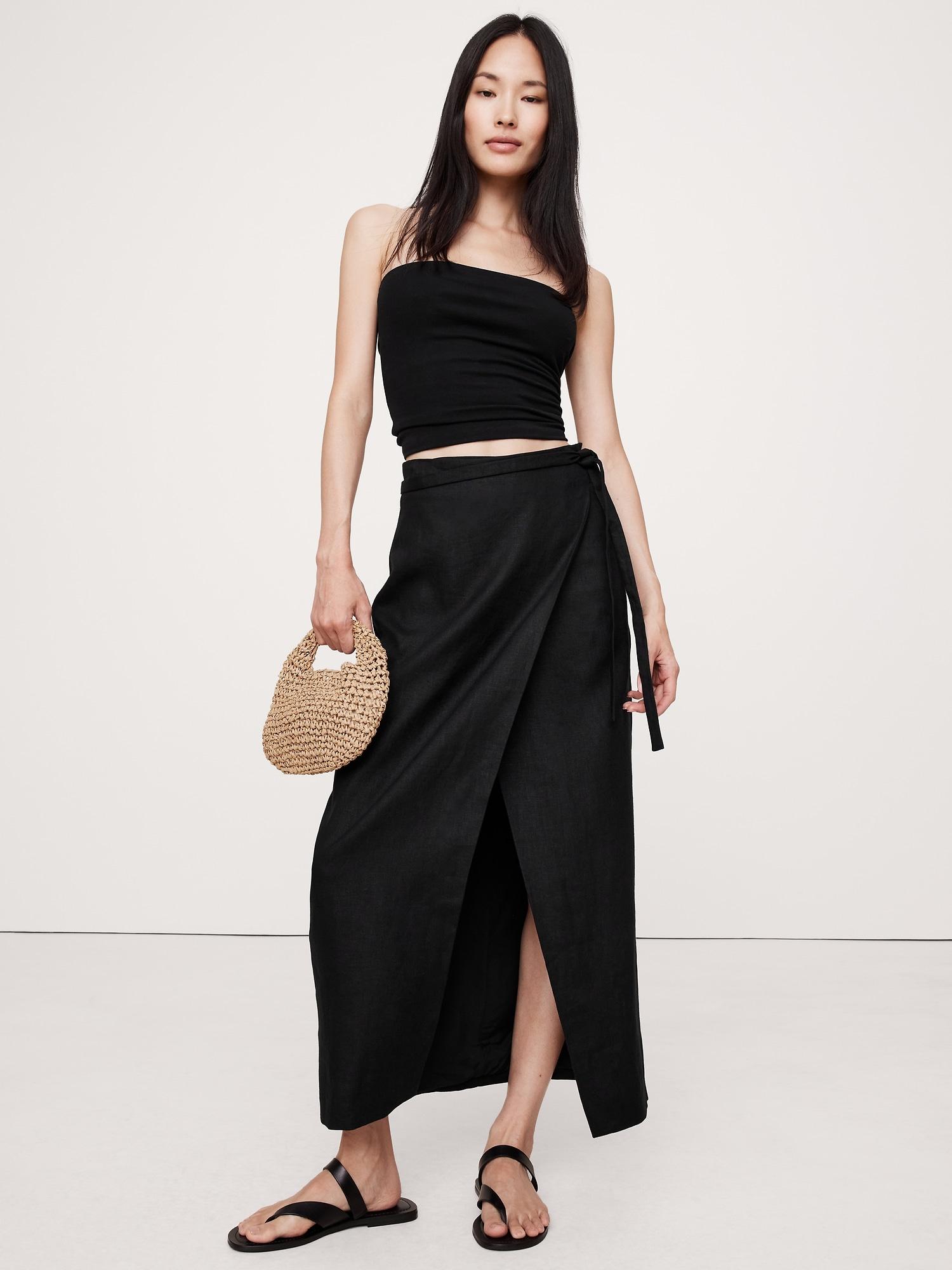 linen wrap maxi skirt