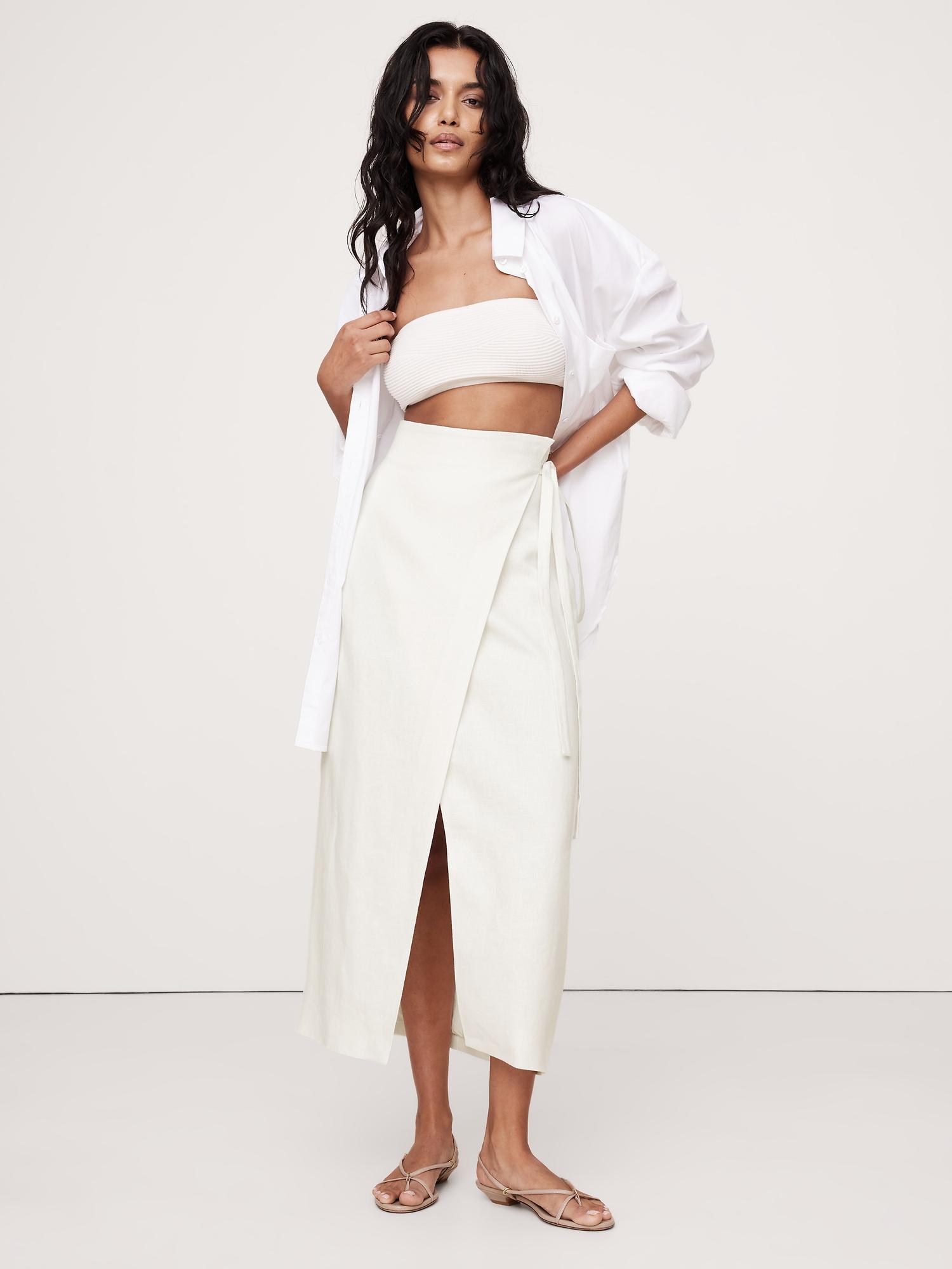 linen wrap maxi skirt