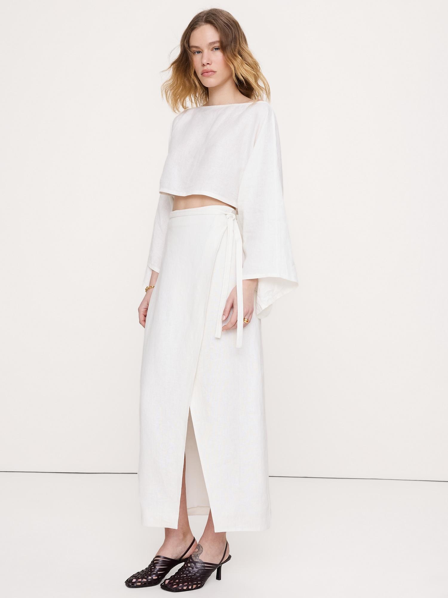 linen wrap maxi skirt
