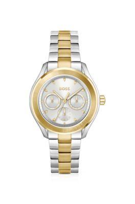 link-bracelet watch in gold- and silver-tone steel