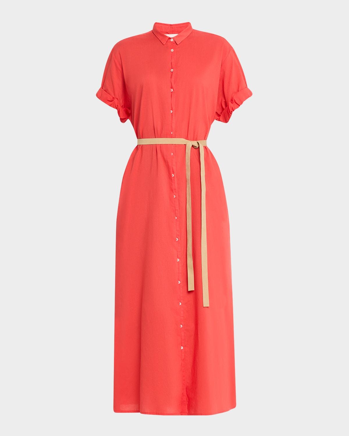 linnet belted cotton maxi shirtdress