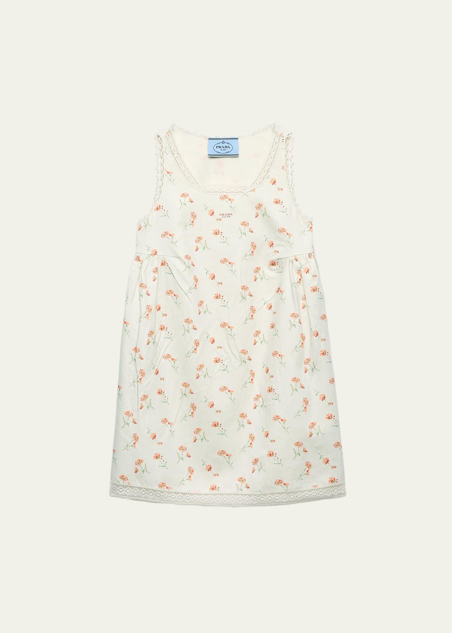 lino flower-print sleeveless mini babydoll dress