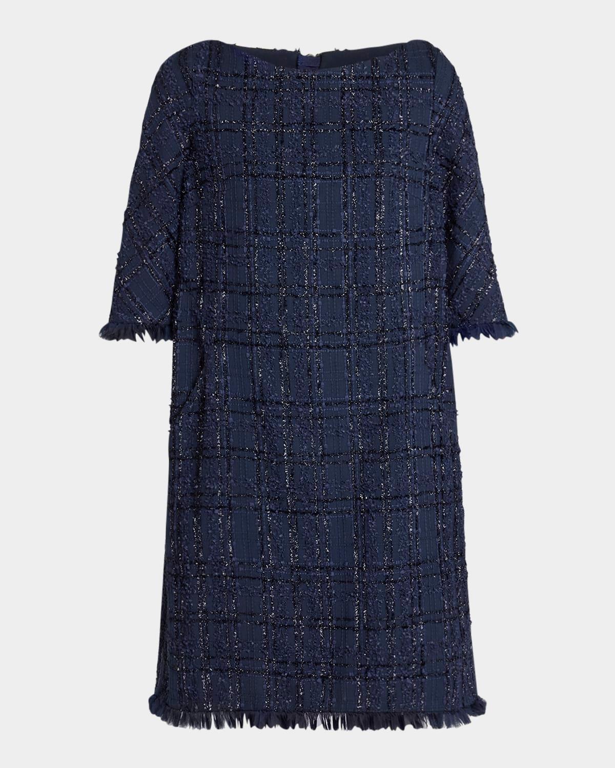 linton metallic tweed shift dress