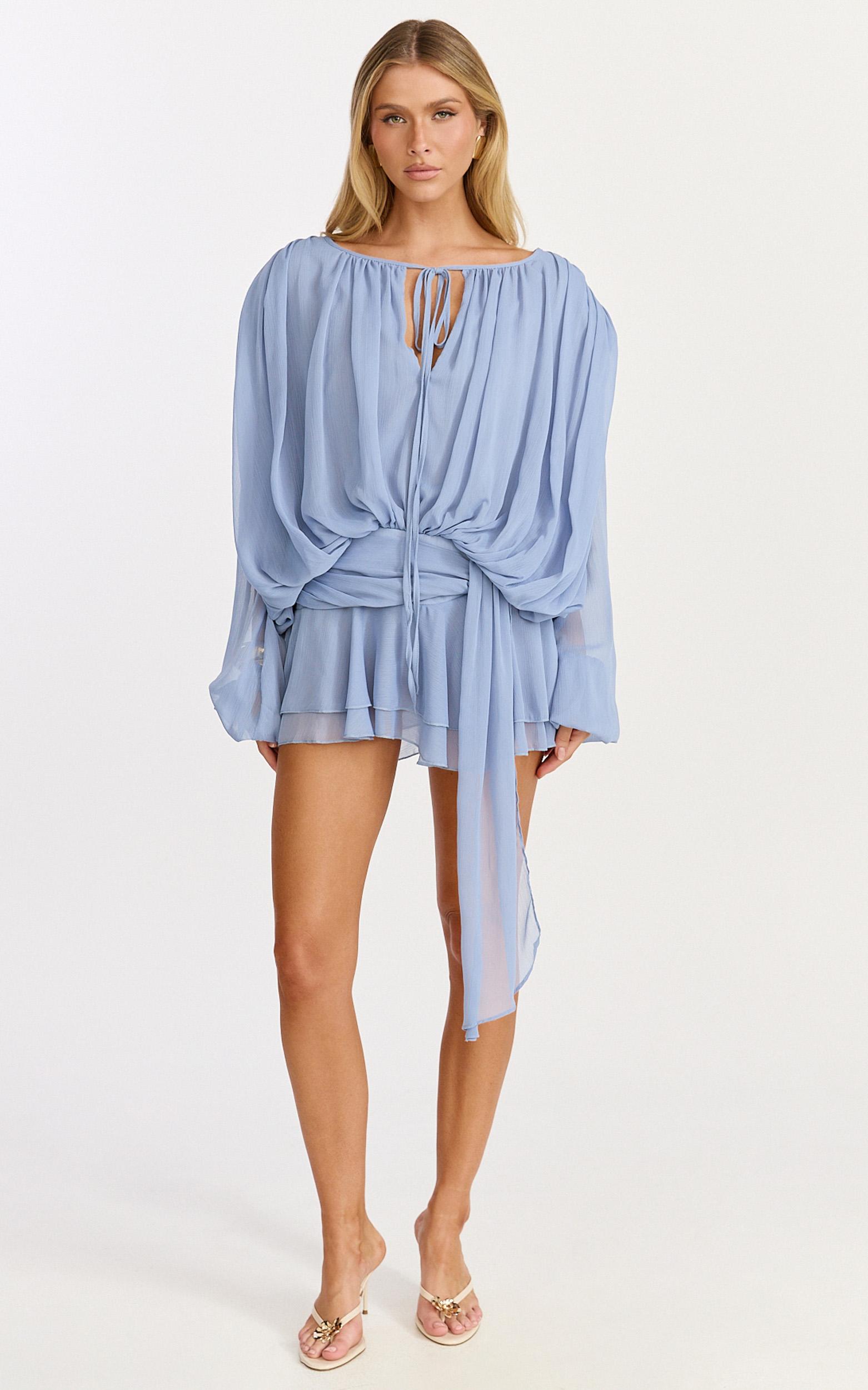 lioness - elements mini dress in slate blue