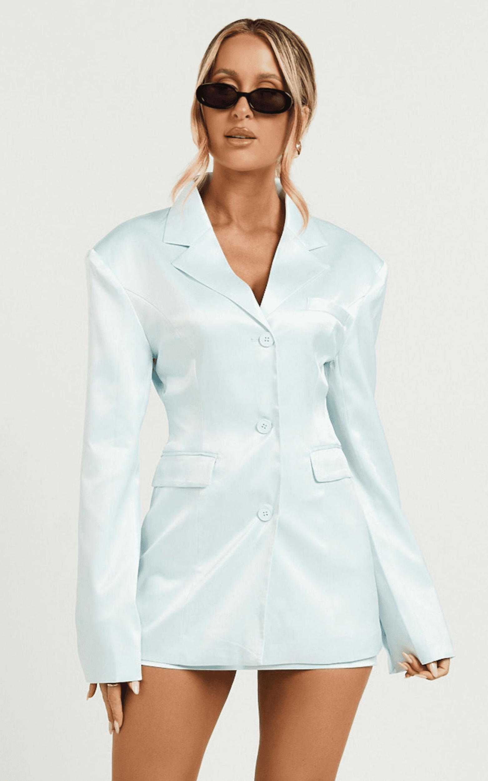 lioness - leo cinched blazer in pale blue
