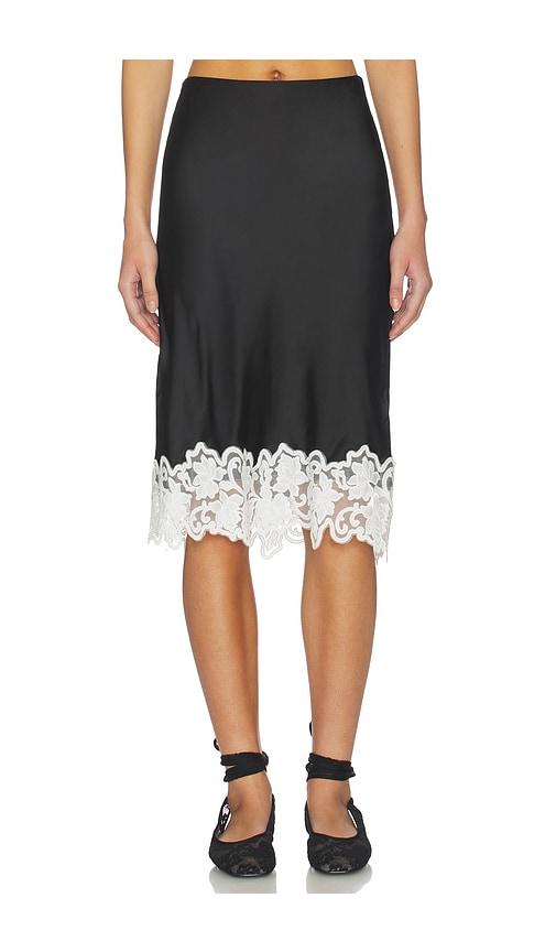 lioness anchored midi skirt in black.