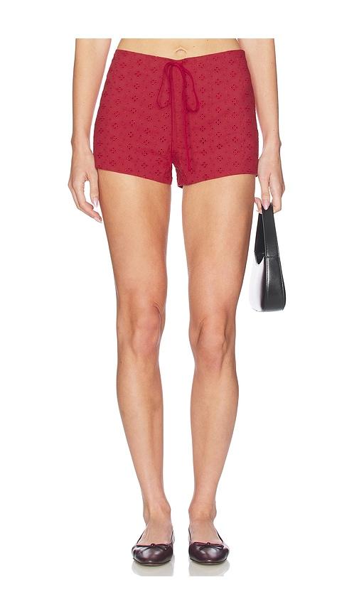 lioness bardot short in red.