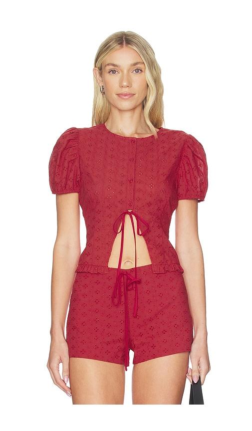 lioness bardot top in red.