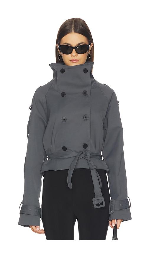 lioness blanc cropped trench in grey.