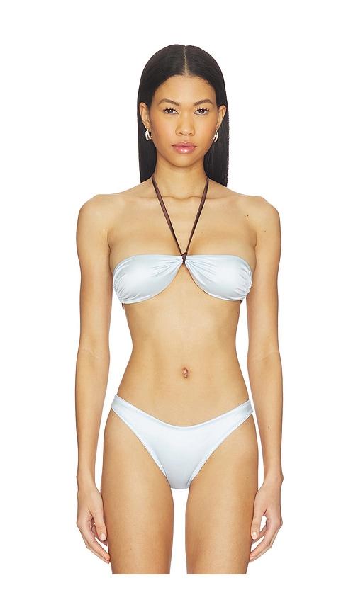 lioness bloom bikini top in baby blue.