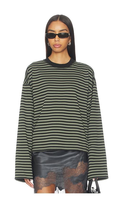 lioness bloom long sleeve top in sage,black.