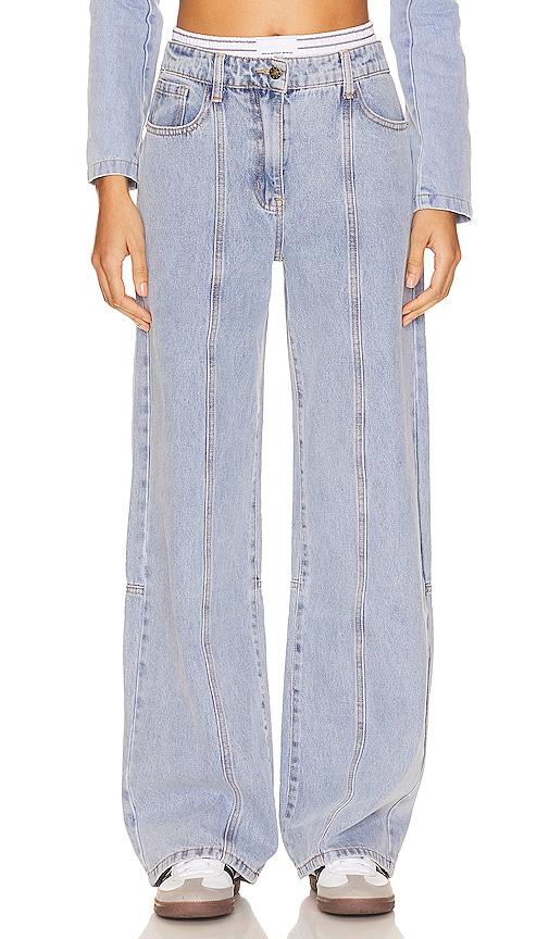 lioness dawson wide leg jeans in blue.