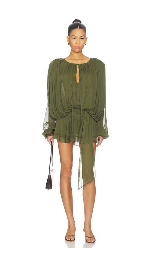 lioness elements mini dress in green.